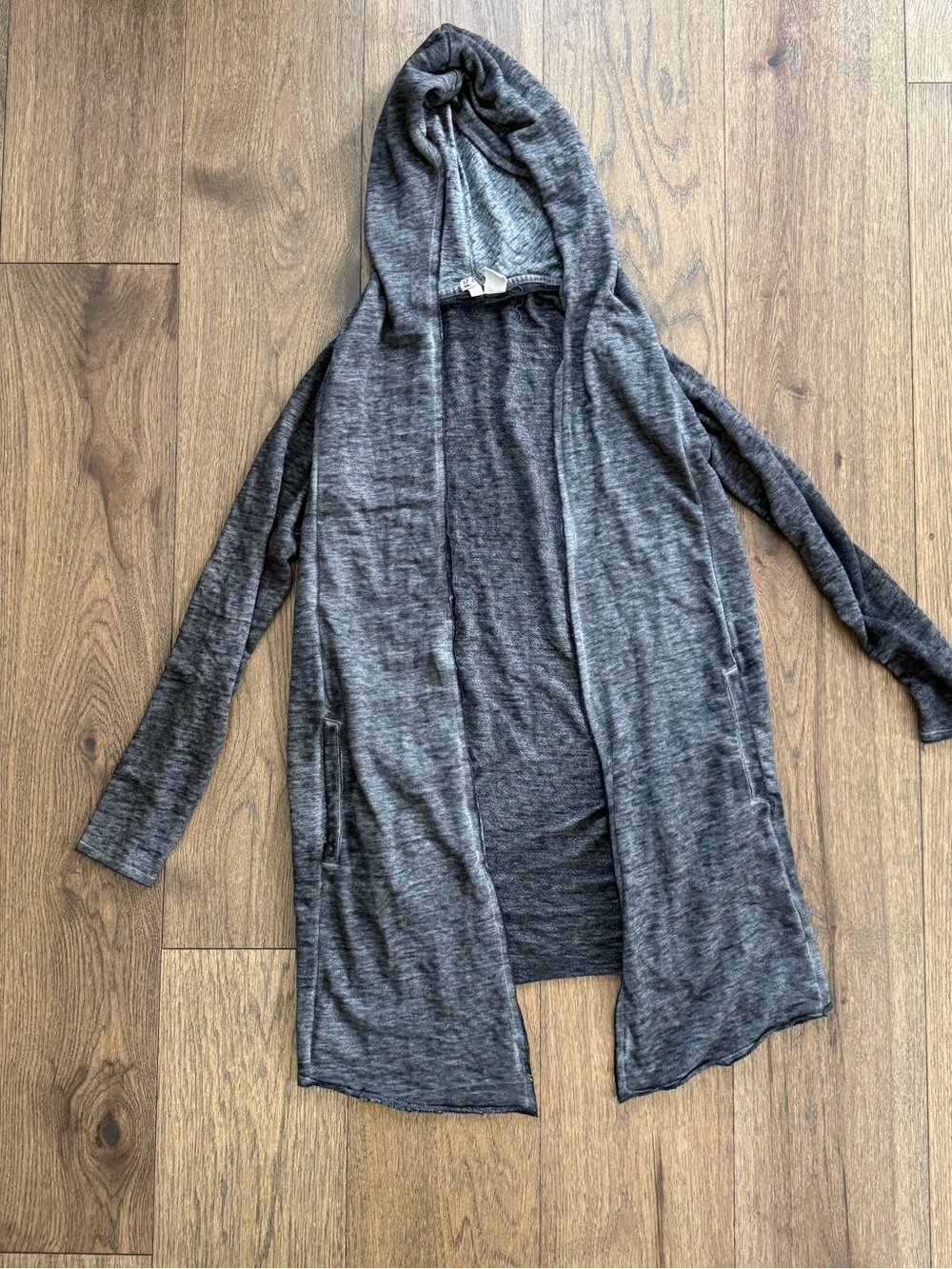 Divided H&M Open Front Hooded Cardigan in Gray Size XS